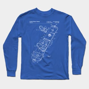 Snowboard Patent - Snowboarding Art - Blueprint Long Sleeve T-Shirt